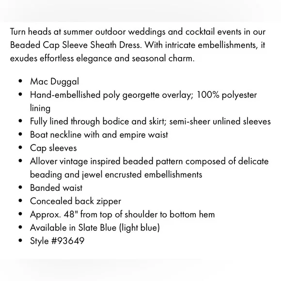 Mac  Duggal Beaded Slate Blue Midi Dress Size 16 - Picture 4 of 9